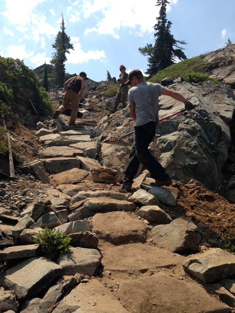 Building trail in Lakes Basin