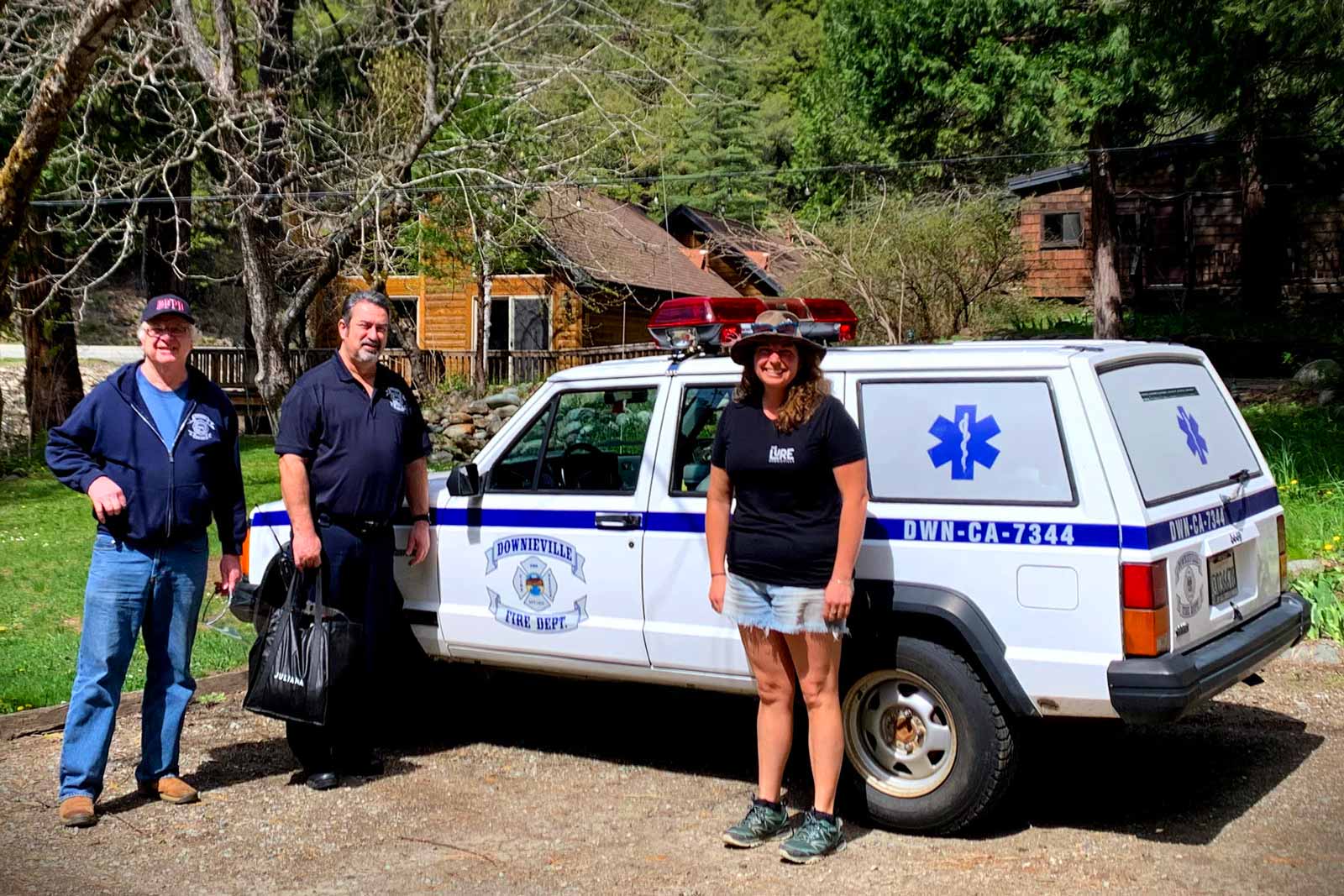 Delivering facemasks to Downieville Fire department