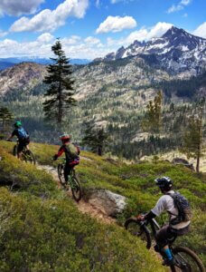 Mountain biking with the Sierra Buttes in the background