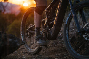 ebike and sunset in mountains