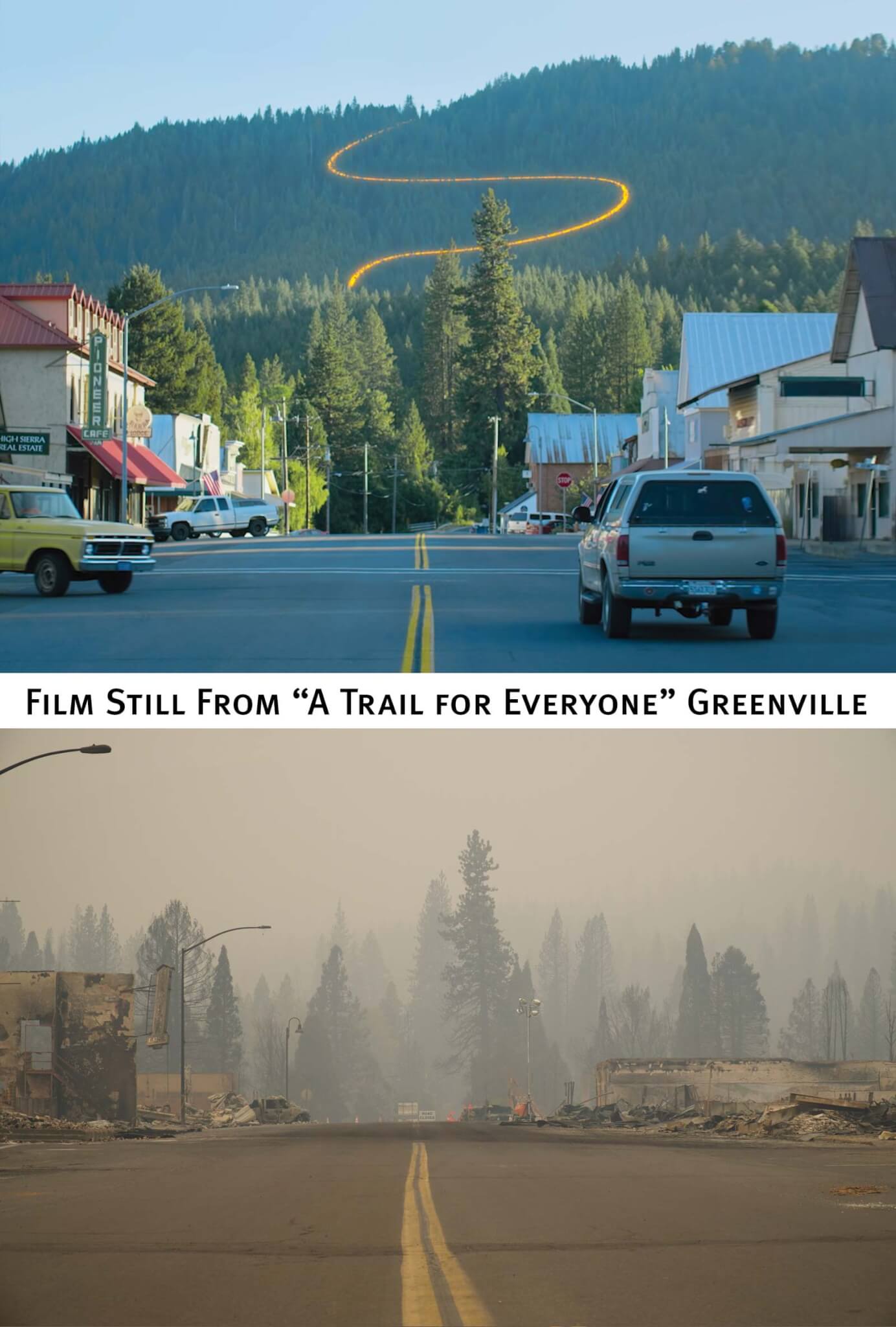 Greenville before and after the Dixie fire