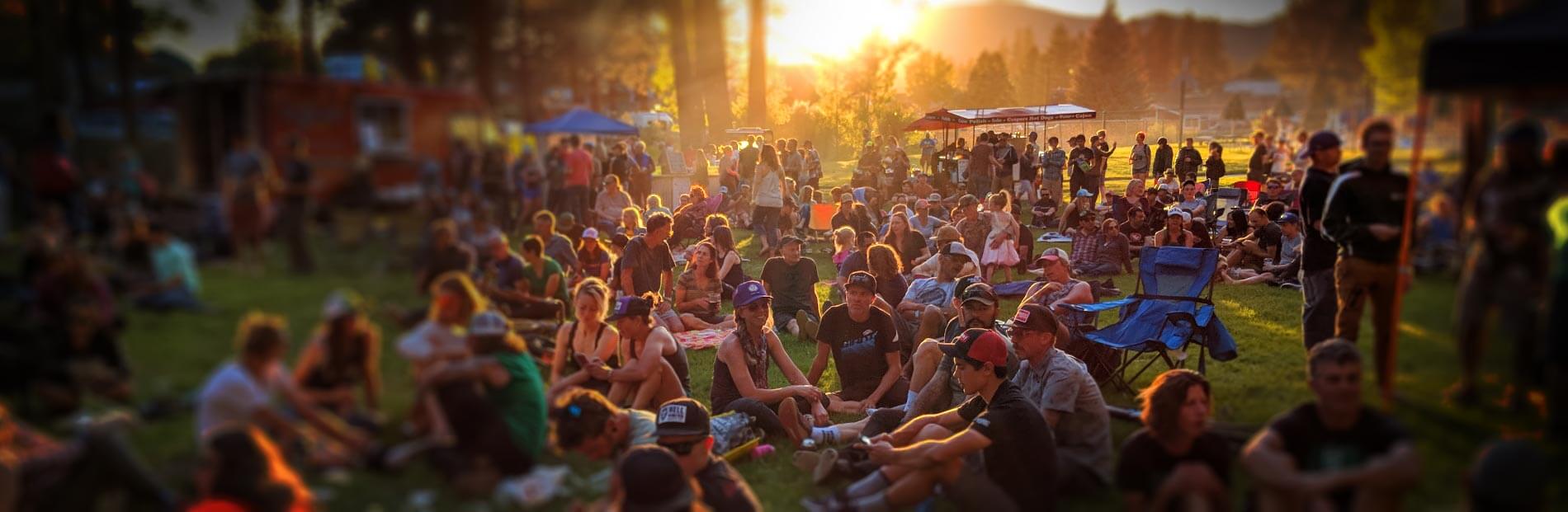 People relaxing at festival