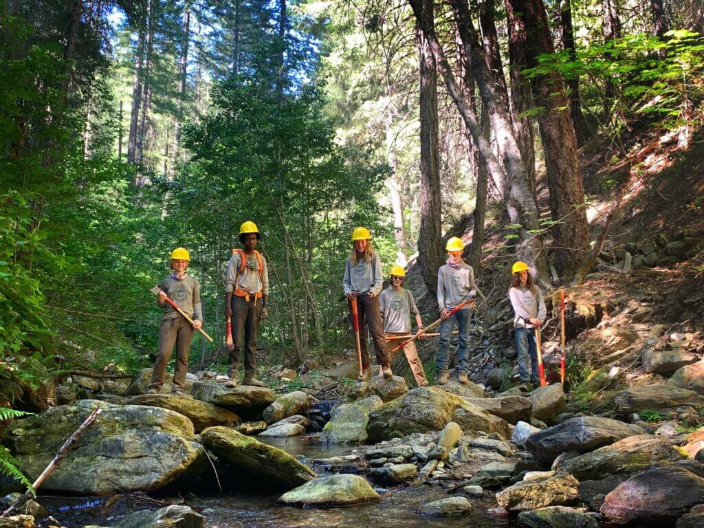 Youth Trail Crew in a watershed