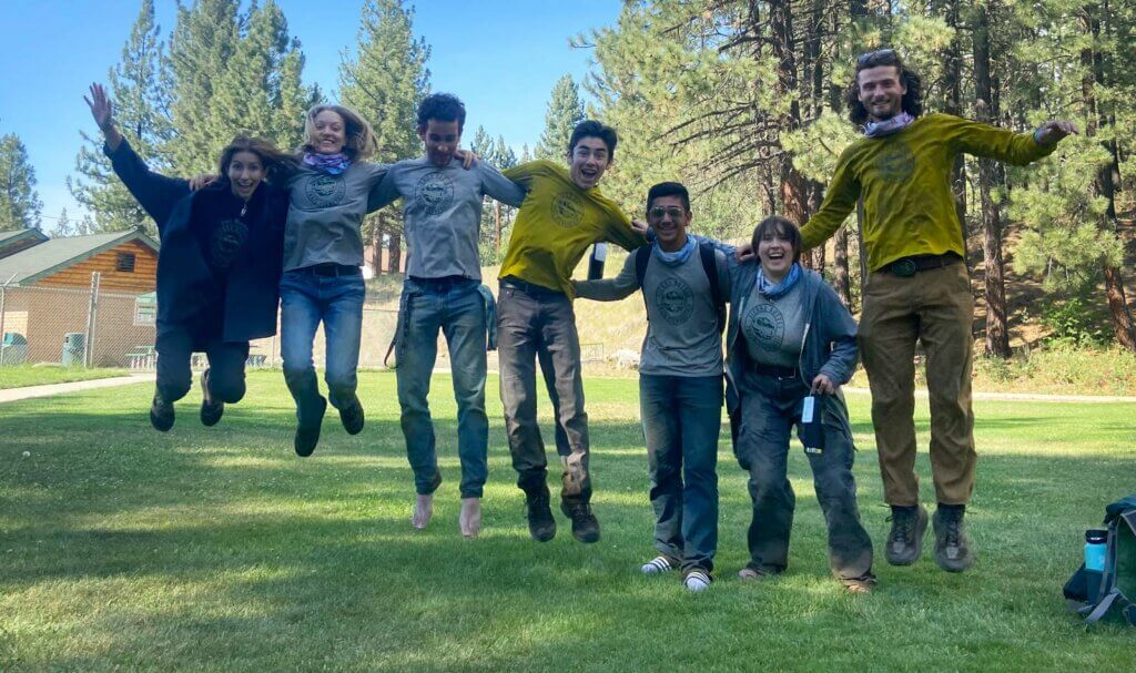 Youth Trail Crew jumping for joy