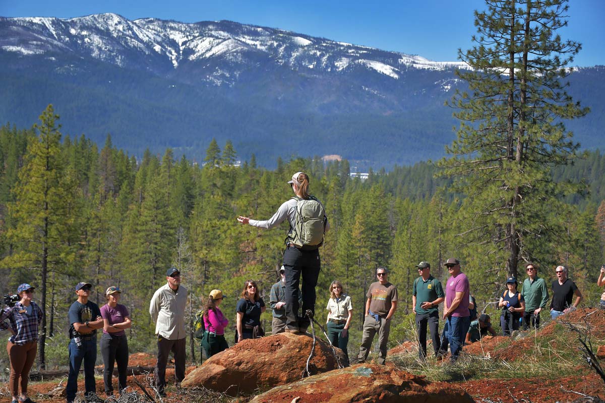 Trinity Stirling speaking at the trail field visit on Mt Hough.