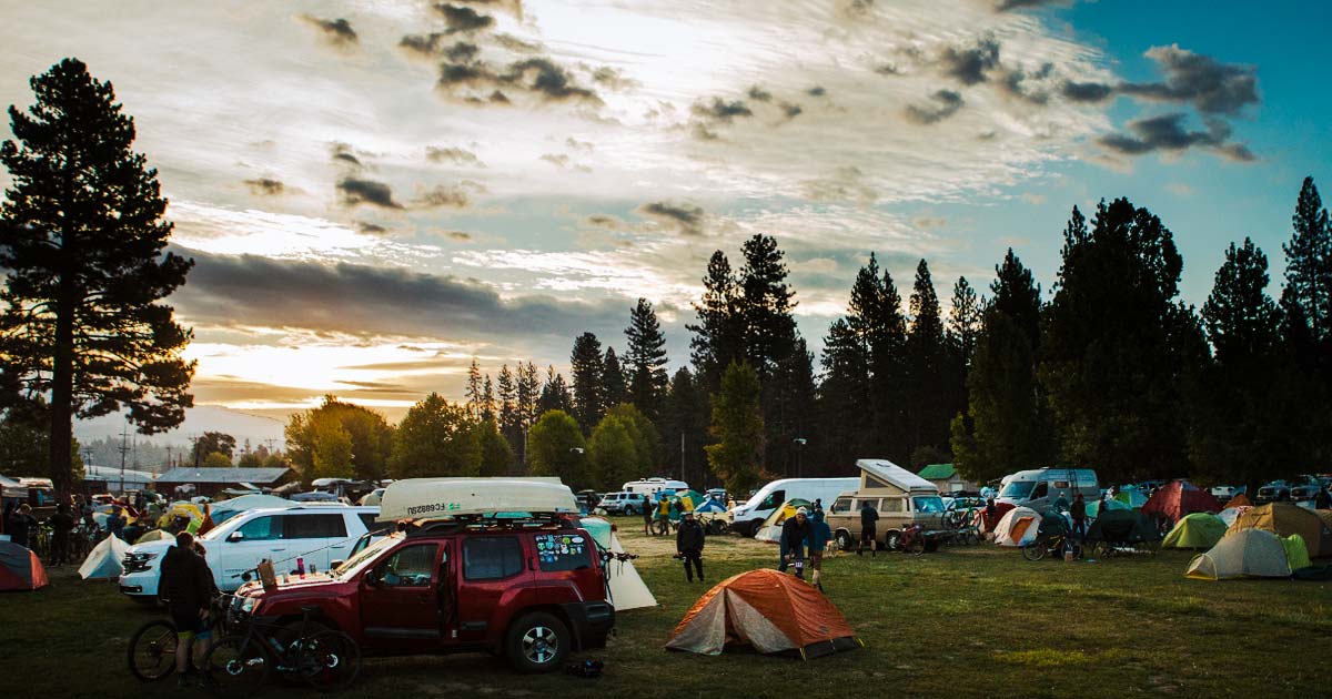 Camping on grass