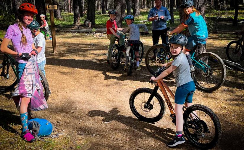 Kids on mountain ibkes