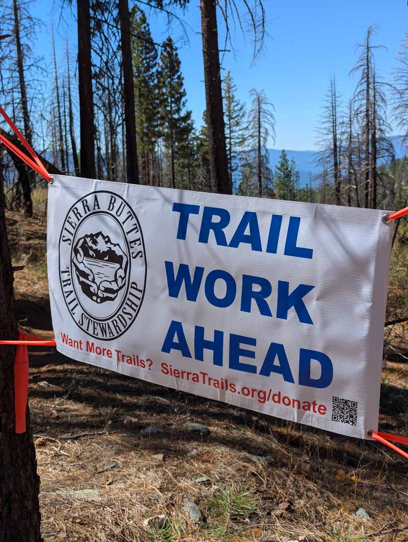 trail work ahead sign