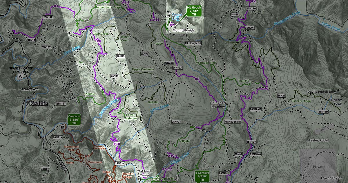 Map of New Acorn Grotto Trail on Mount Hough